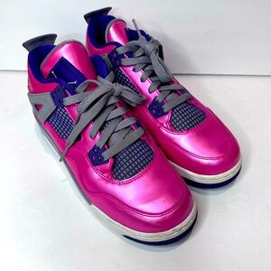 Used Kids Jordan 4’s Pink and Purple Sneakers